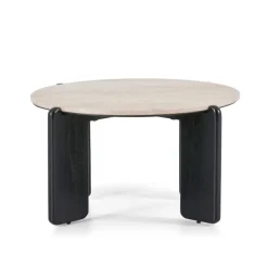 Salontafel Mosly Beige / Zwart - Ø 80 cm