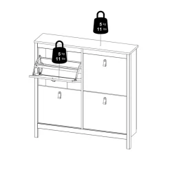 Schoenenkast Dallas Eiken - 103x103x25 cm