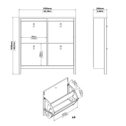 Schoenenkast Dallas Wit - 103x103x25 cm