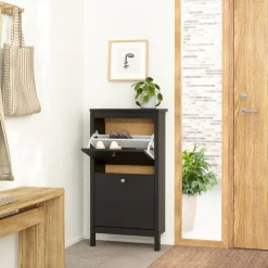 Schoenenkast Dallas Zwart - 54x103x25 cm