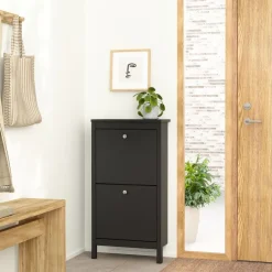 Schoenenkast Dallas Zwart - 54x103x25 cm