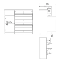 Schoenenkast Luna Eiken - 109x93x32 cm