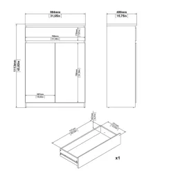 Schoenenkast Luna Eiken - 81x112x40 cm