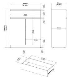 Schoenenkast Luna Eiken - 81x101x40 cm