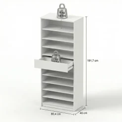 Schoenenkast Luna Eiken - 81x192x40 cm