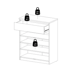 Schoenenkast Luna Hoogglans Wit - 81x101x40 cm
