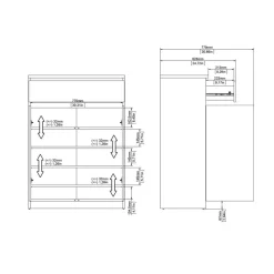 Schoenenkast Luna Wit - 81x112x40 cm