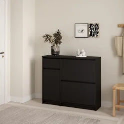 Schoenenkast Luna Zwart - 109x93x32 cm