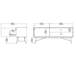 TV-meubel Denver Zwart / Walnoot - 150x60x40 cm