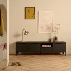 TV-meubel Zwanenburg Zwart - 192x52x48 cm