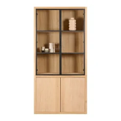 Vitrinekast Chester Naturel - 105x214x40 cm