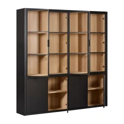 Vitrinekast Chester Zwart - 205x214x40 cm