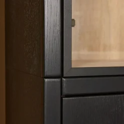 Vitrinekast Chester Zwart - 155x214x40 cm