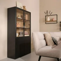 Vitrinekast Chester Zwart - 105x214x40 cm