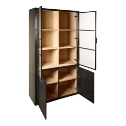 Vitrinekast Chester Zwart - 105x214x40 cm