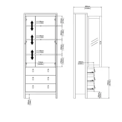 Vitrinekast Dallas Eiken - 79x199x33 cm