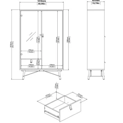 Vitrinekast Denver Eiken - 102x162x40 cm