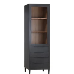 Vitrinekast Zwanenburg Zwart - 67x212x48 cm