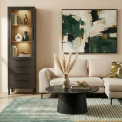 Vitrinekast Zwanenburg Zwart - 67x212x48 cm