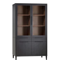 Vitrinekast Zwanenburg Zwart - 125x212x48 cm