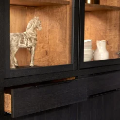 Vitrinekast Zwanenburg Zwart - 125x212x48 cm