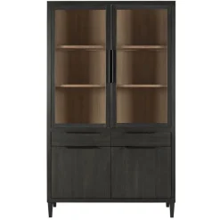 Vitrinekast Zwanenburg Zwart - 125x212x48 cm