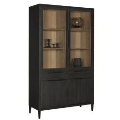 Vitrinekast Zwanenburg Zwart - 125x212x48 cm