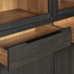 Vitrinekast Zwanenburg Zwart - 125x212x48 cm