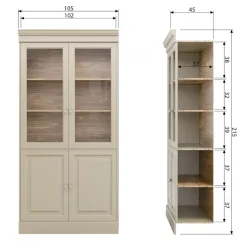 VTwonen Vitrinekast Chow Greige - 105x215x40 cm