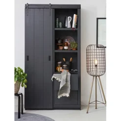 VTwonen Wandkast Barn Zwart - 122x230x37 cm