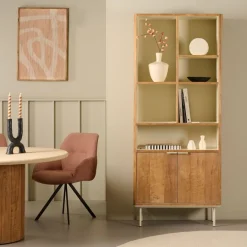 Wandkast Doble Naturel / Crème - 85x210x40 cm