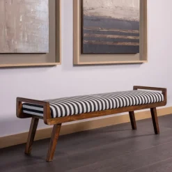 WOOOD Bank Valo Zwart / Wit - 157x43 cm