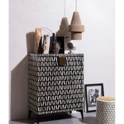 WOOOD Bijzettafel Neva Zwart/Wit - Ø 37 cm