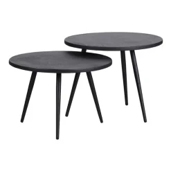 WOOOD Bijzettafel Suze Zwart - set 2 stuks