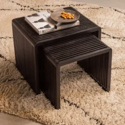 WOOOD Bijzettafel Willa Zwart - set 2 stuks