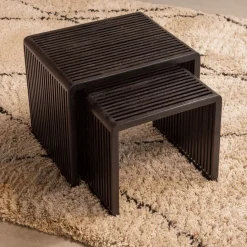 WOOOD Bijzettafel Willa Zwart - set 2 stuks