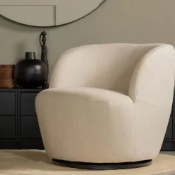 WOOOD Draaifauteuil Serra Crème
