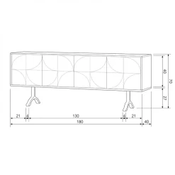 WOOOD Dressoir Draw Bruin - 180x70x40 cm