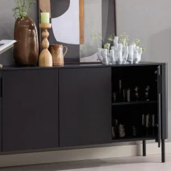 WOOOD Dressoir Gunnar Zwart - 201x85x44 cm