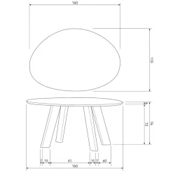 WOOOD Eettafel Roundly Bruin - 160x110 cm