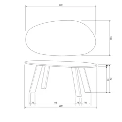 WOOOD Eettafel Roundly Bruin - 200x100 cm