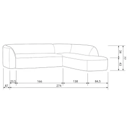 WOOOD Hoekbank Sloping Rechts Beige