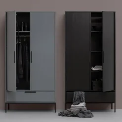 WOOOD Kledingkast Adam Zwart - 100x200x53 cm