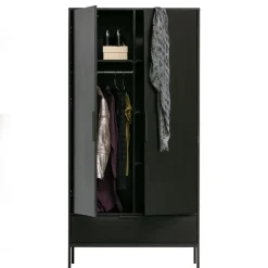 WOOOD Kledingkast Adam Zwart - 100x200x53 cm
