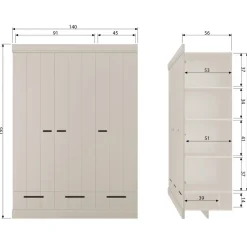 WOOOD Kledingkast Connect Dust - 140x195x53 cm