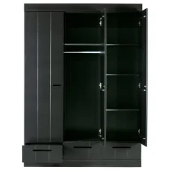 WOOOD Kledingkast Connect Zwart - 140x195x53 cm