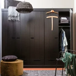 WOOOD Kledingkast Connect Zwart - 140x195x53 cm