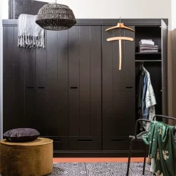 WOOOD Kledingkast Connect Zwart - 94x195x53 cm