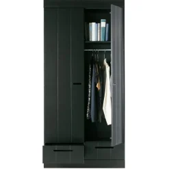 WOOOD Kledingkast Connect Zwart - 94x195x53 cm