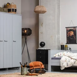 WOOOD Kledingkast Dennis Grijs - 158x202x55 cm